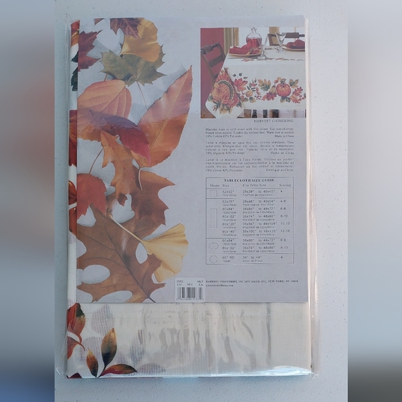 Bardwil Seasons Turkey Pumpkin Thanksgiving Table Cloth Rectangle 60"x 120" Vtg - Picture 8 of 10